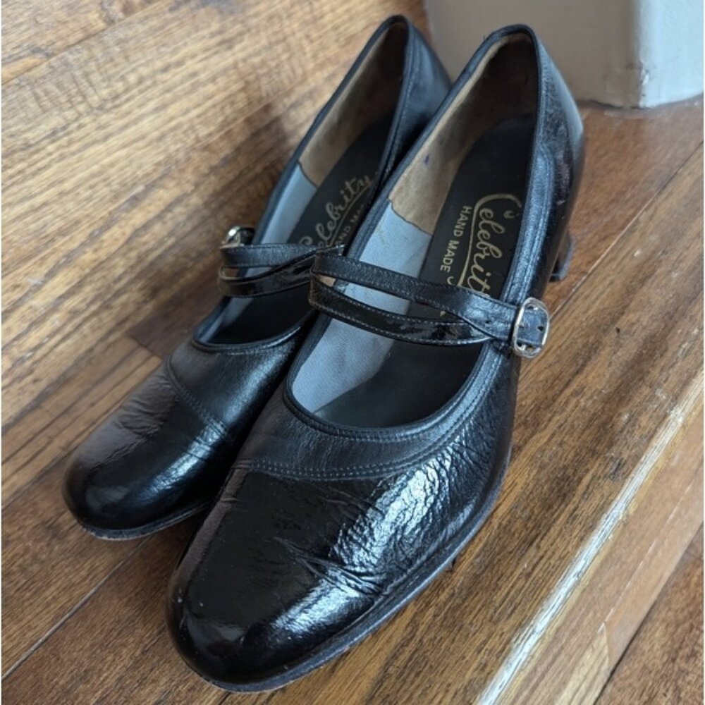 Vintage Celebrity Handmade 1920s Style Mary Jane Heeled Women's Shoes Size 9B